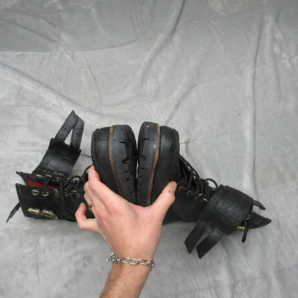 Polo Ralph Lauren Mens 9.5D Wolcott Boots BLK Leather Buckle Work Combat Ranger - Picture 14 of 16